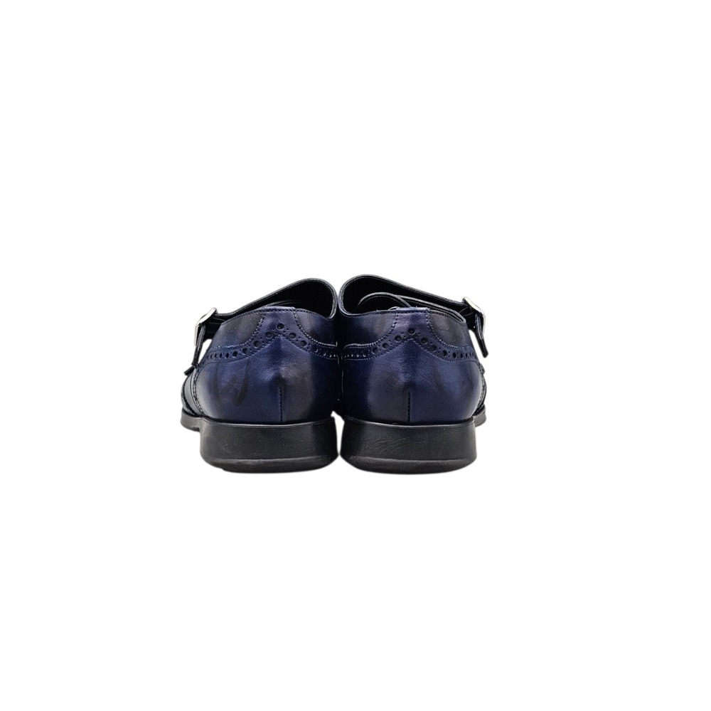 Fratelli Borgioli Men's Size 44 / 10 VGC Black And Blue Leather Monk Strap Shoes - Picture 4 of 8